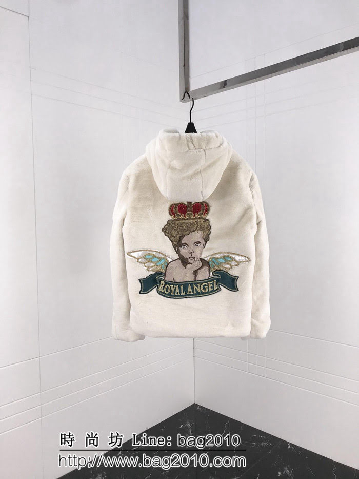 DＧ杜嘉班納 18FW秋冬新款 愛神丘比特燙鑽刺繡logo 毛絨外套 情侶款 ydi1847